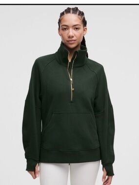 Lululemon Green and Gold Scuba Half-Zip Oversize Long Sweatshirt